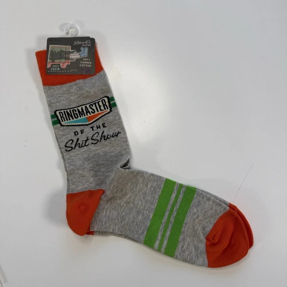 Blue Q Ringmaster Of The Sh*t Show Mens Crew Socks Size 7-12 Funny‎ Gag Gift